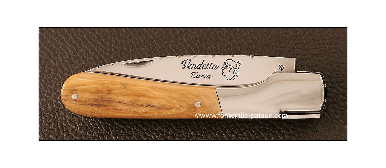 Couteau Vendetta Corse Guilloche Ivoire de Mammouth brun