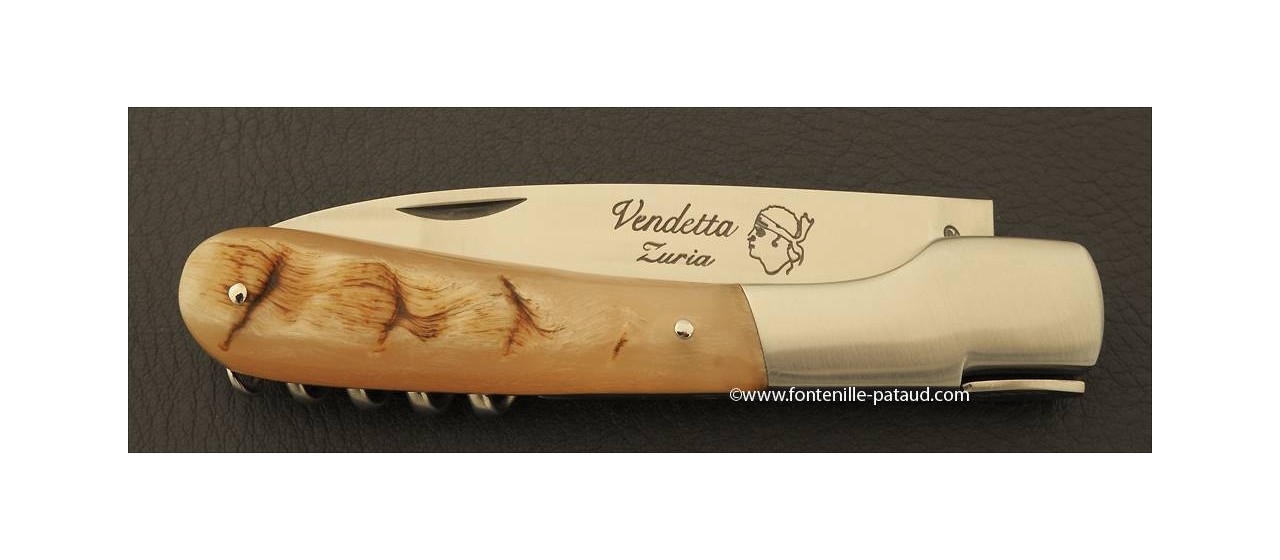 Corsican Vendetta knife Traditional Ram horn with corkscrew