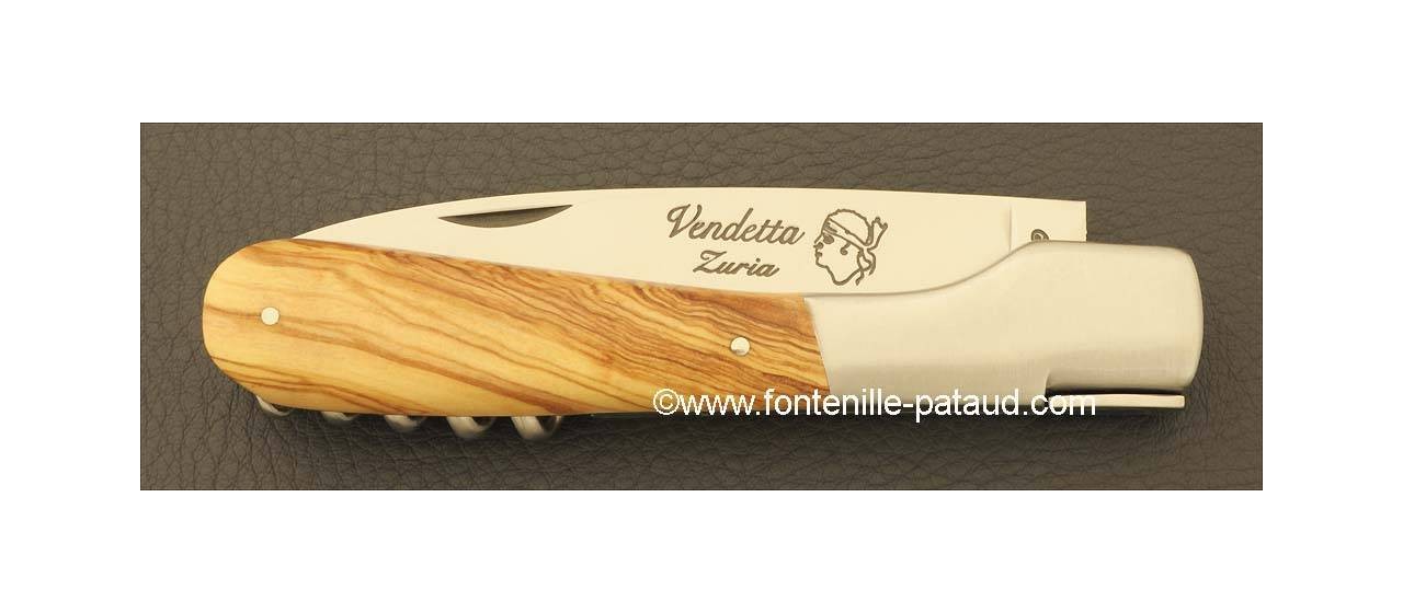 Couteau Vendetta Corse Traditionnelle avec tire-bouchon Olivier