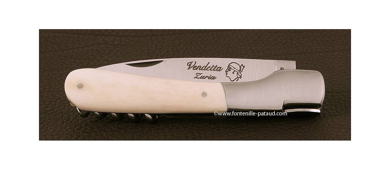 Couteau Vendetta Corse Traditionnelle avec tire-bouchon Os