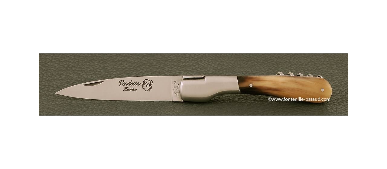 Corsican Vendetta knife Traditional Real Horn tip with corkscrew