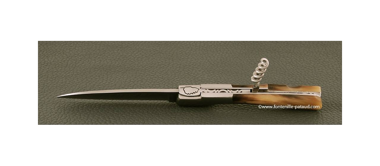 Corsican Vendetta knife Traditional Real Horn tip with corkscrew