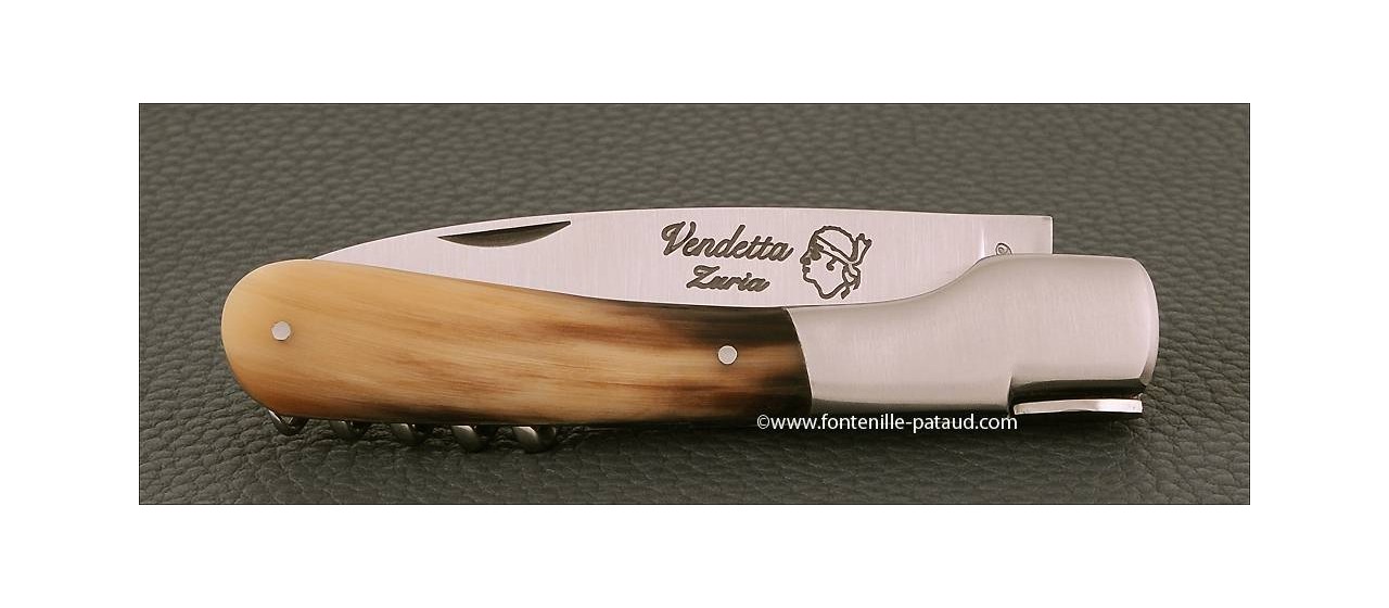 Corsican Vendetta knife Traditional Real Horn tip with corkscrew