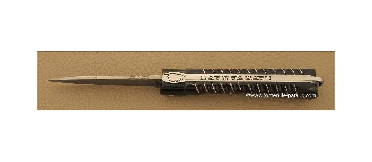 Corsican Sperone knife Collection Range Silver thread Black horn