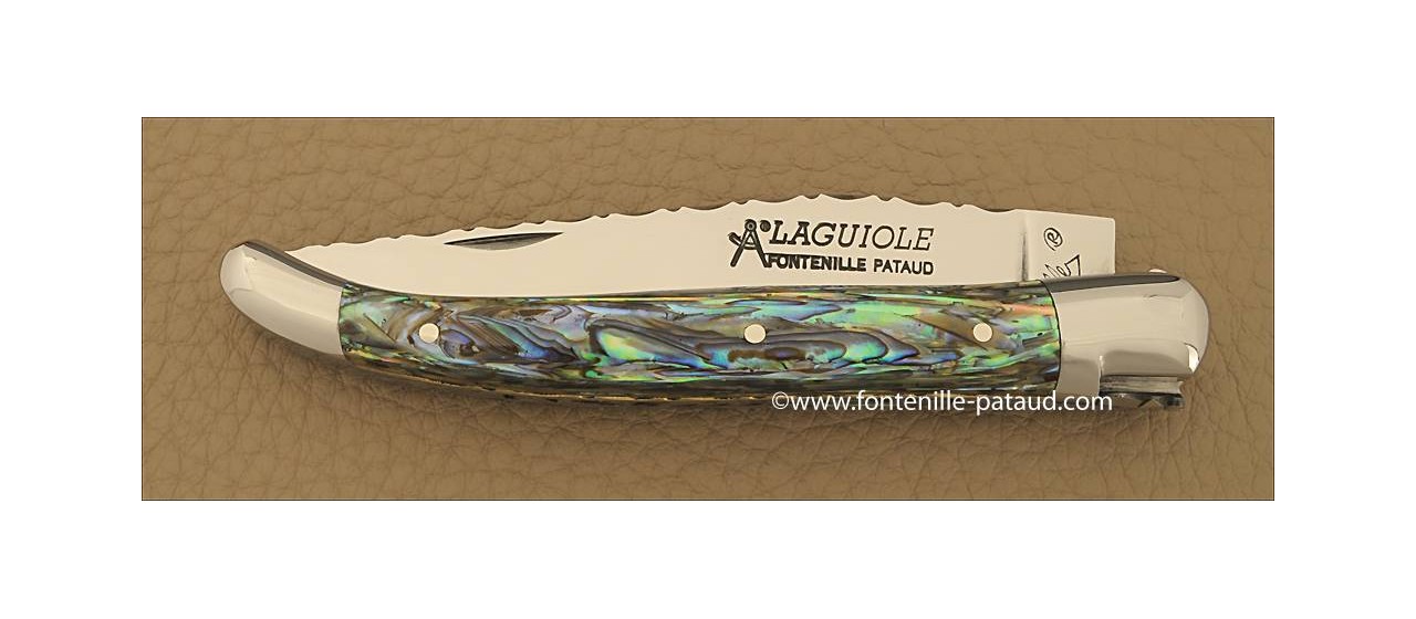 Laguiole Knife Traditional 11 cm Guilloche Range Mother of pearl