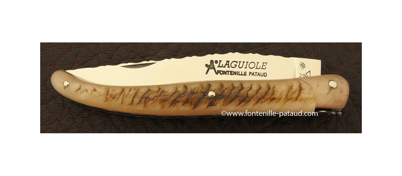 Laguiole Knife Traditional 11 cm Guilloche Range Ram horn