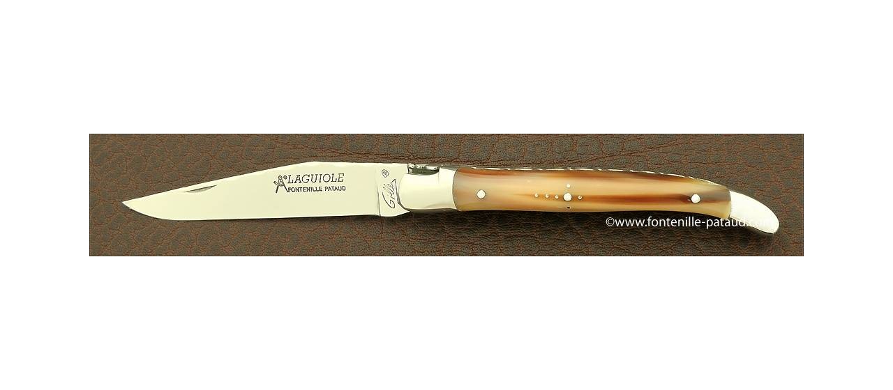 Laguiole Knife Traditional 11 cm Guilloche Range Real Horn Tip