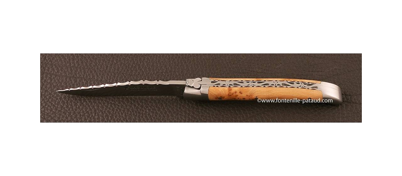 Laguiole Knife Traditional 11 cm Guilloche Range Juniper burl