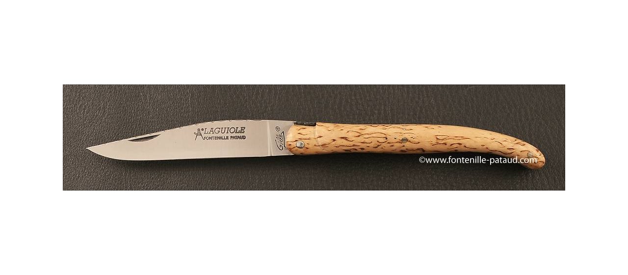 Laguiole Knife Traditional 11 cm Guilloche Range Curly birch