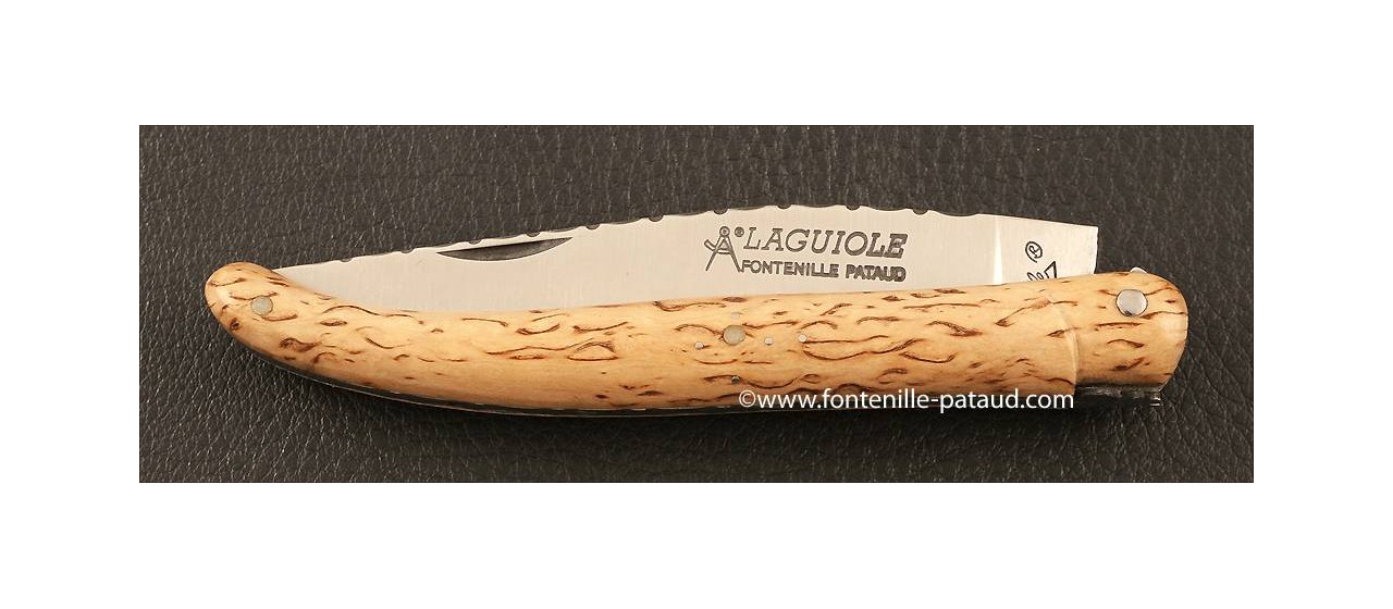 Laguiole Knife Traditional 11 cm Guilloche Range Curly birch