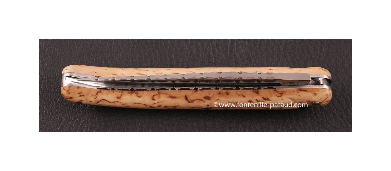 Laguiole Knife Traditional 11 cm Guilloche Range Curly birch