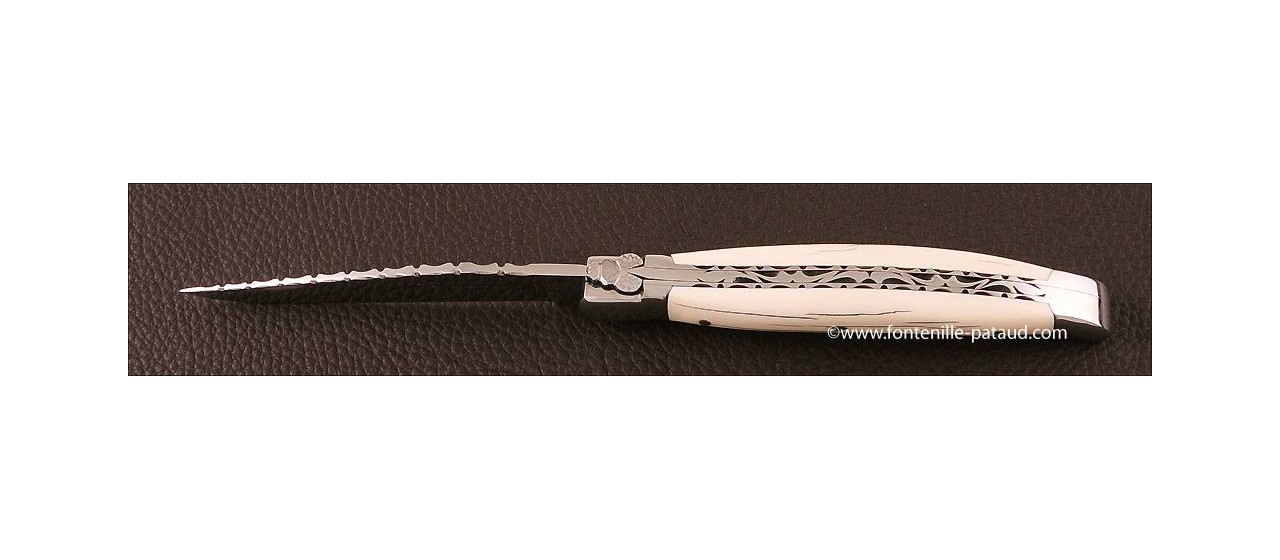 Laguiole knife 12C27 stainless steel and mammoth ivory crust