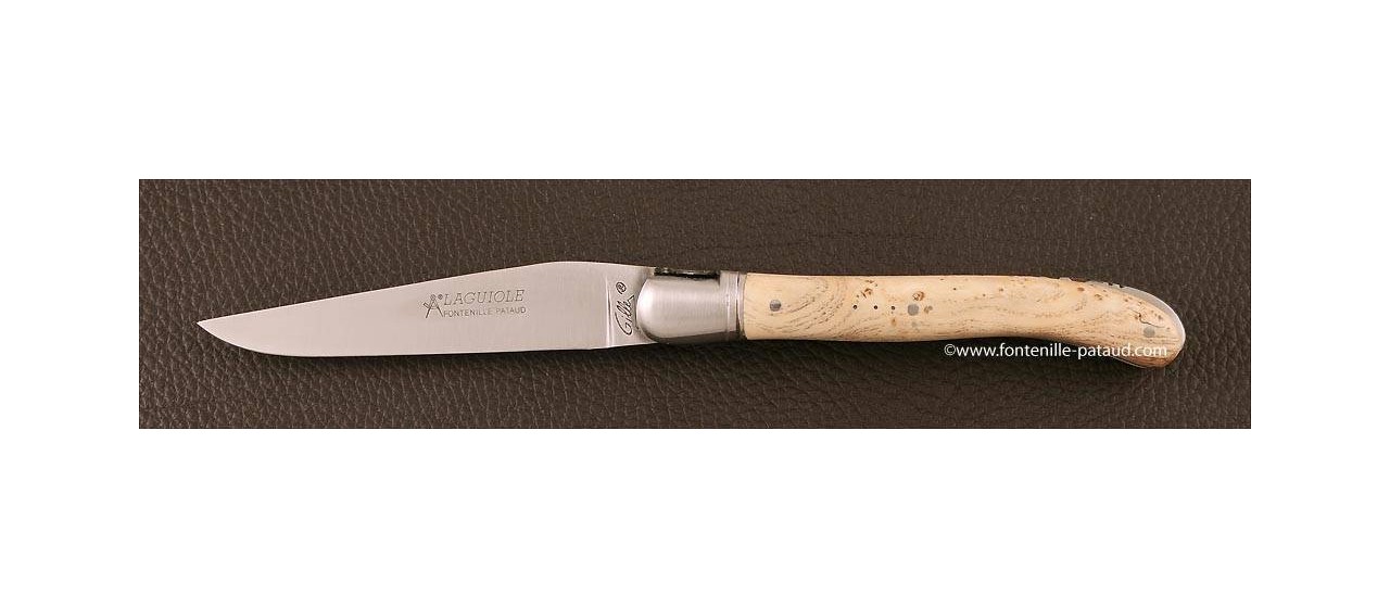 Ash burl Laguiole knife handmade in France gy Gilles