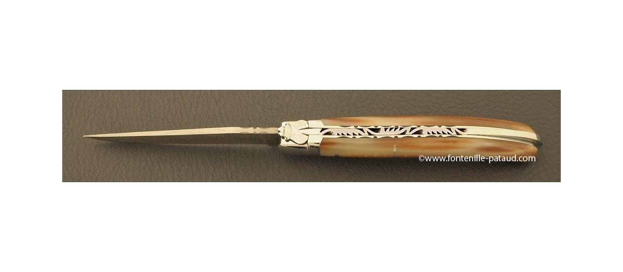 Laguiole Knife Le Pocket Damascus Range Horn tip