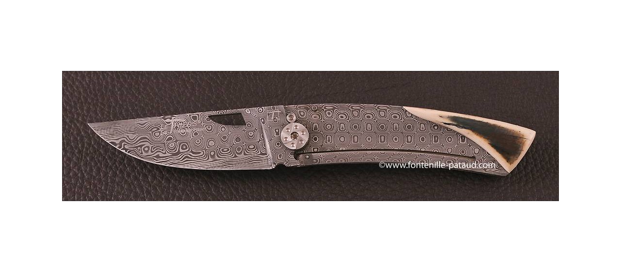 Le Thiers Knife Damascus Range Blue Mammoth Ivory