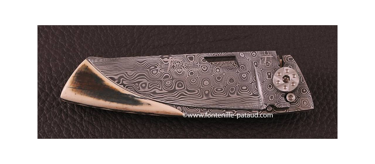 Le Thiers Knife Damascus Range Blue Mammoth Ivory