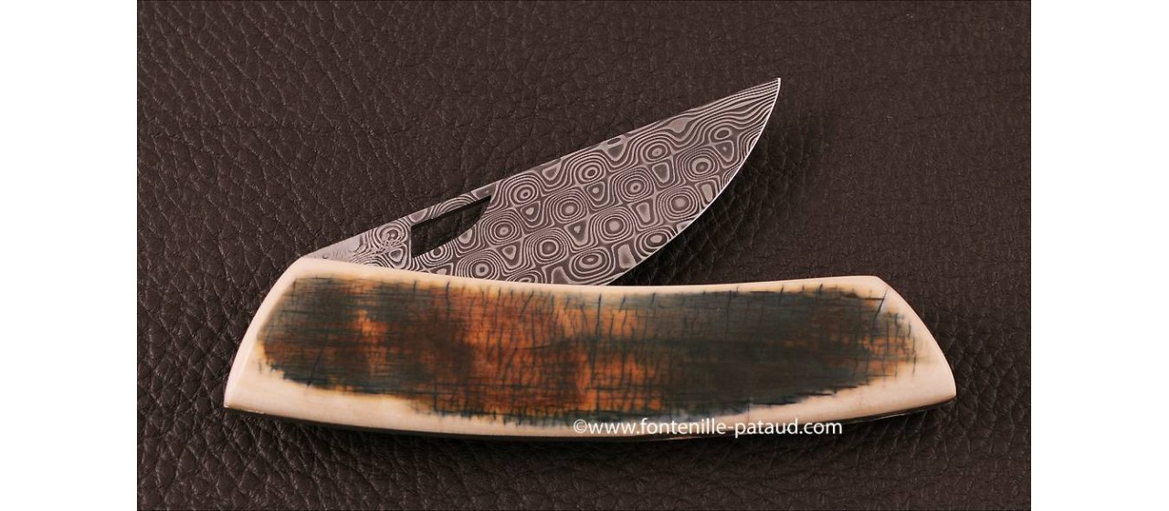 Le Thiers Knife Damascus Range Blue Mammoth Ivory