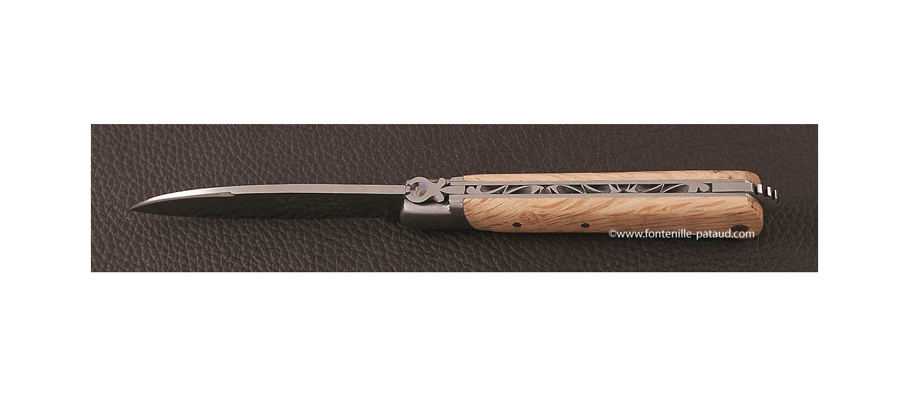 Le 5 Coqs knife green oak hand made in France