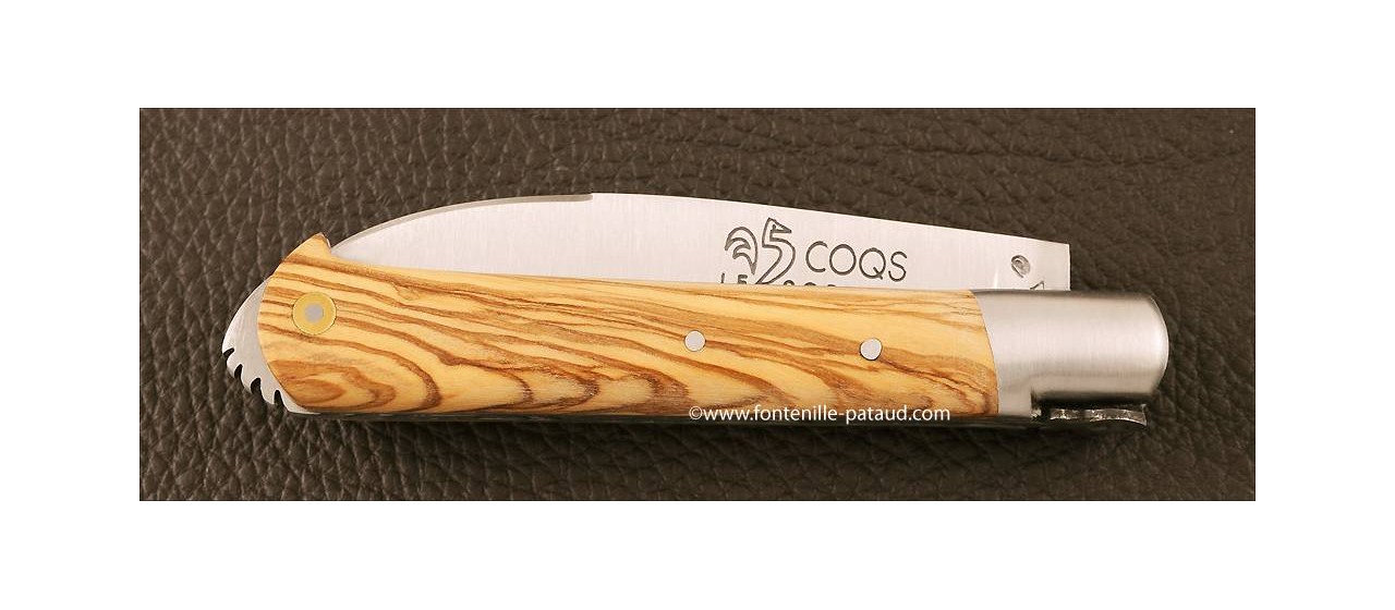 Le 5 Coqs knife olivewood hand made in France