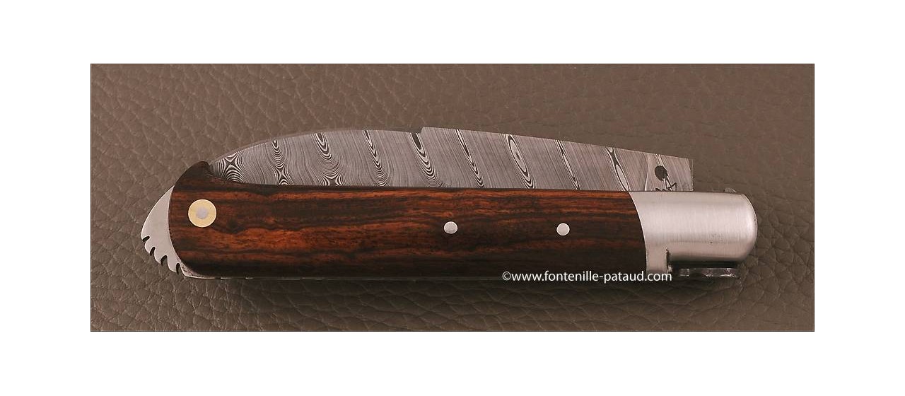 Couteau le 5 Coqs damas bois de fer fabriqué en France