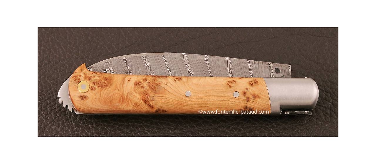 Le 5 Coqs knife Damascus juniper hand made in France