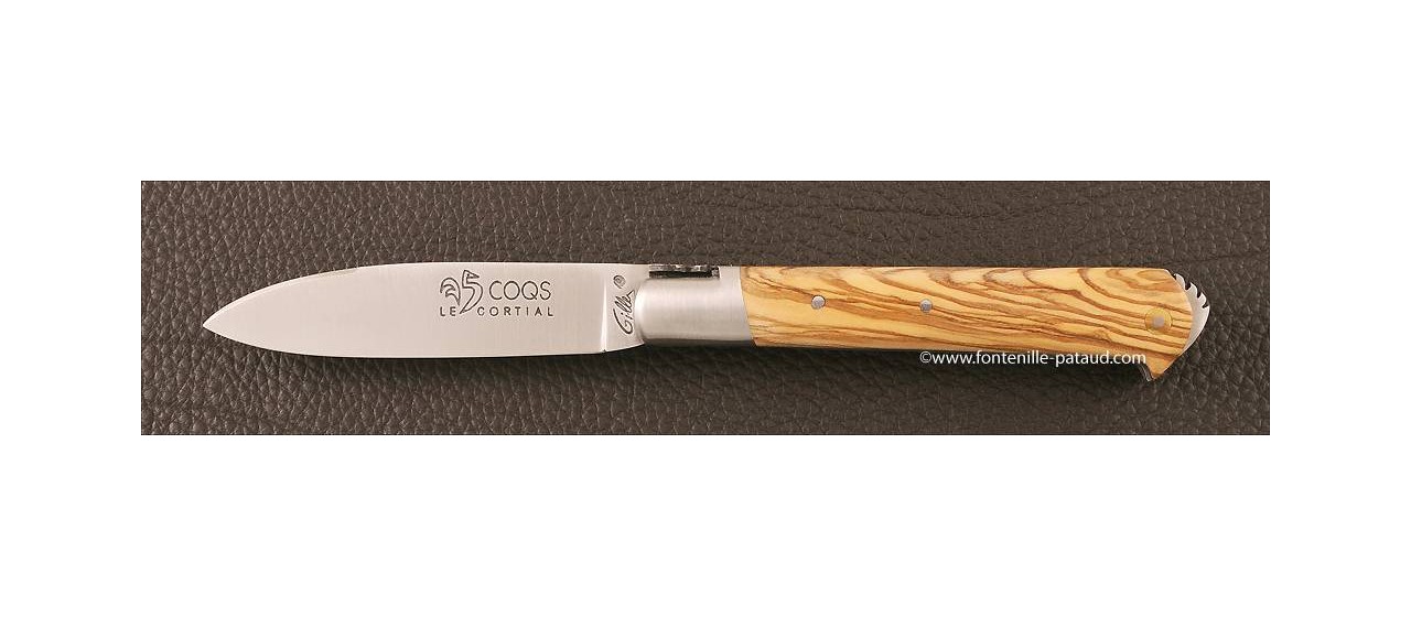Le 5 Coqs knife olivewood hand made in France