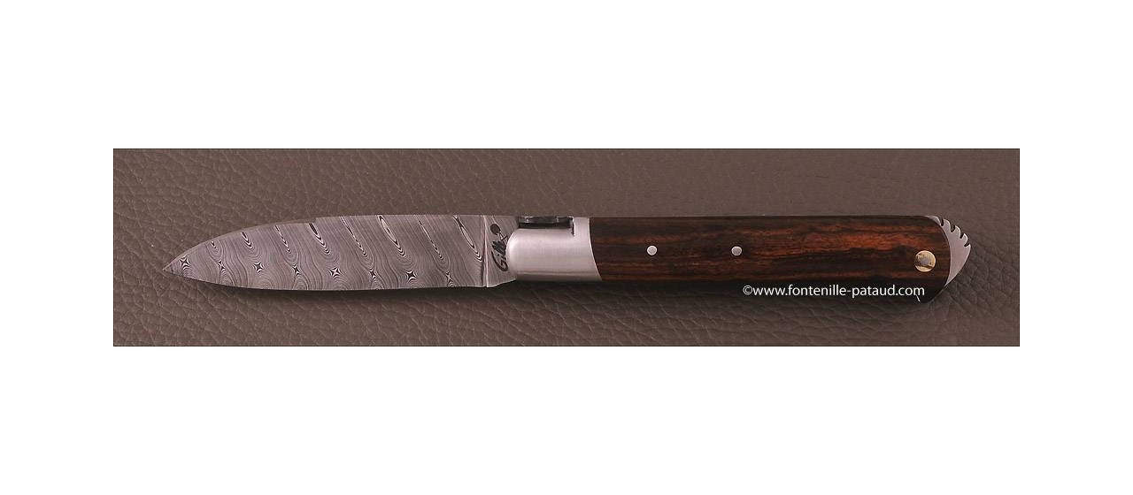 Le 5 Coqs knife damascus ironwood hand made in France