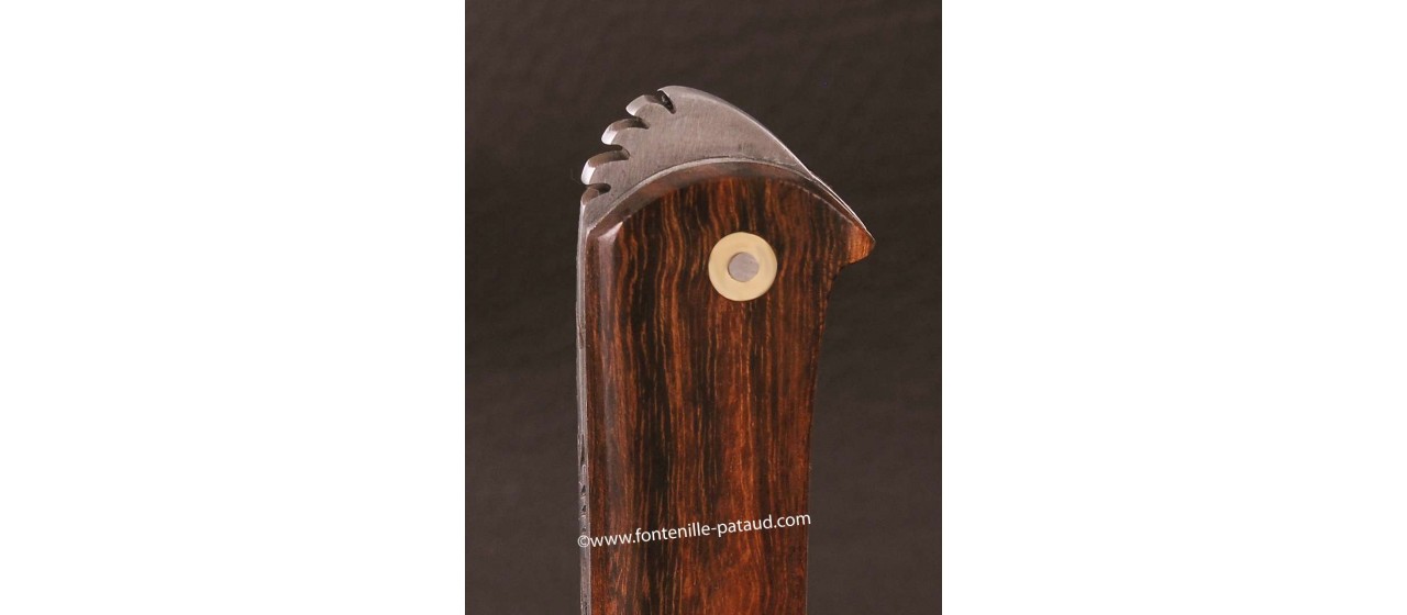 Couteau le 5 Coqs damas bois de fer fabriqué en France
