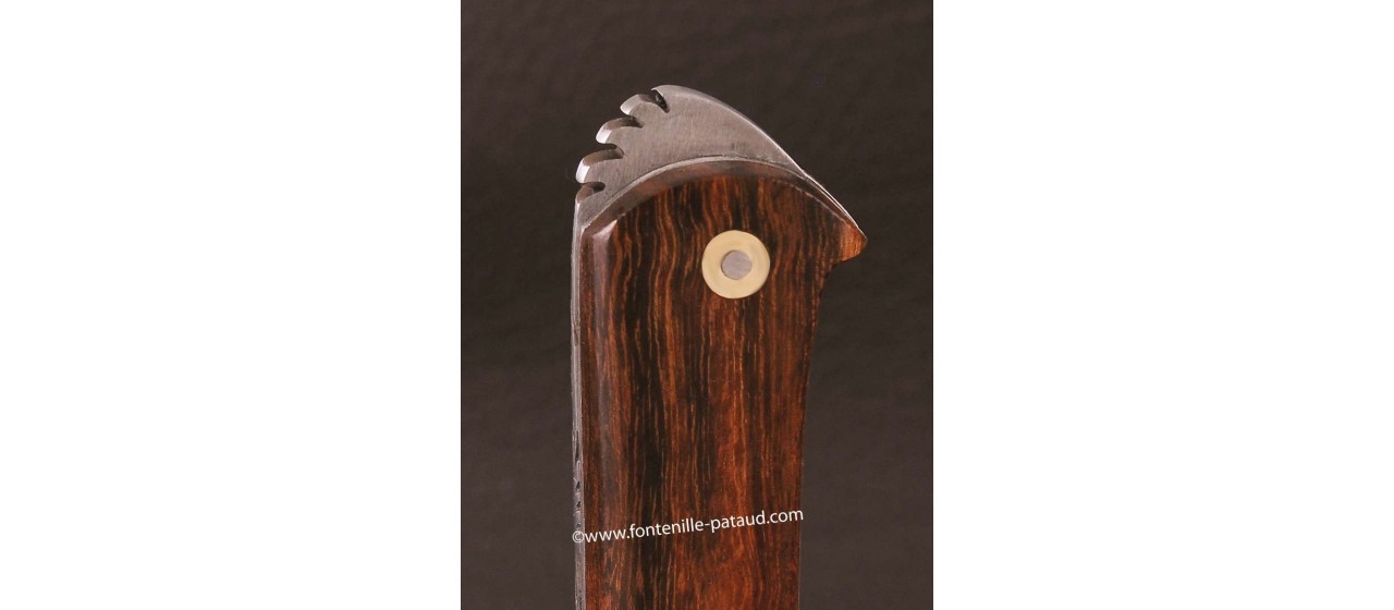 Le 5 Coqs knife damascus ironwood hand made in France