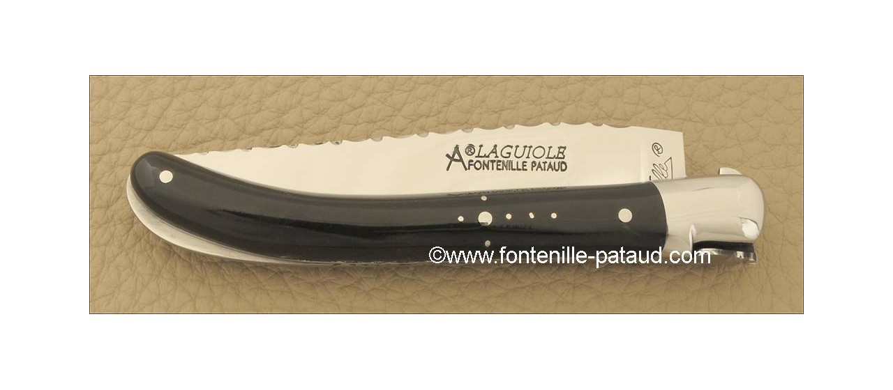 Couteau Laguiole Le Pocket Guilloche Pointe de corne noire