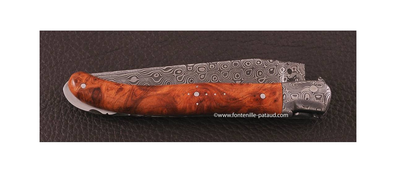 Laguiole Knife Nature Damascus Range Stabilized poplar burl