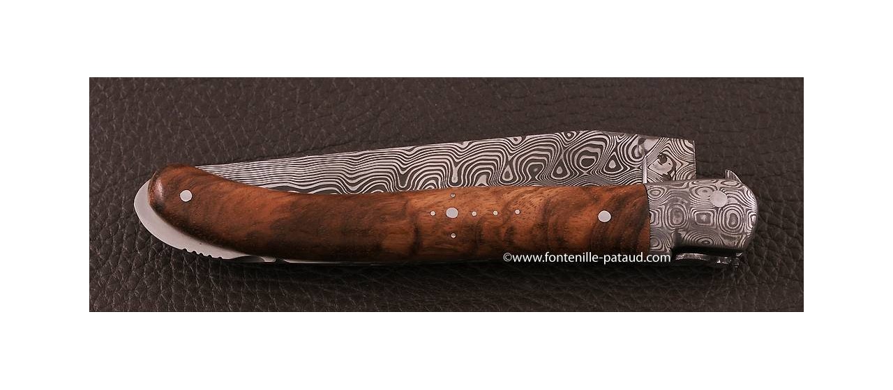 Damascus style and walnut laguiole knife