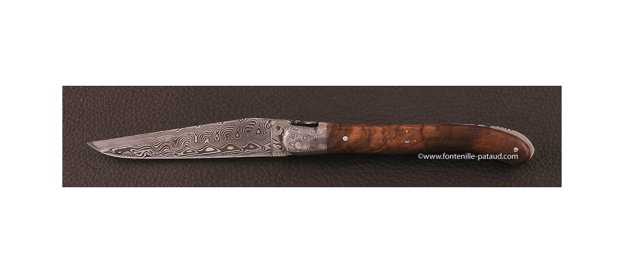 Damascus style and walnut laguiole knife