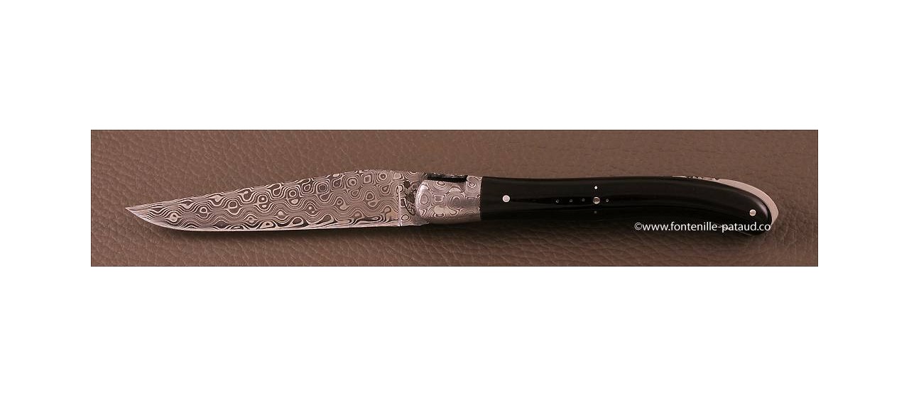 Buffalo horn damascus laguiole knife from France
