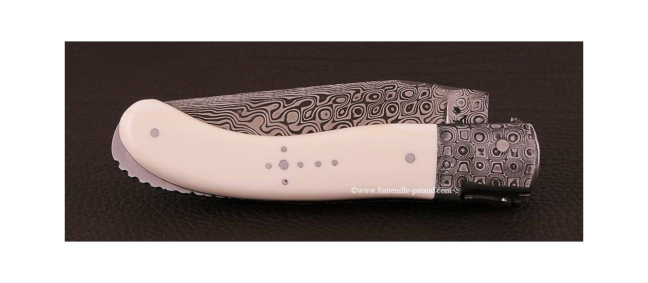 Laguiole Knife Sport Damascus Range ivory Delicate file work Gold