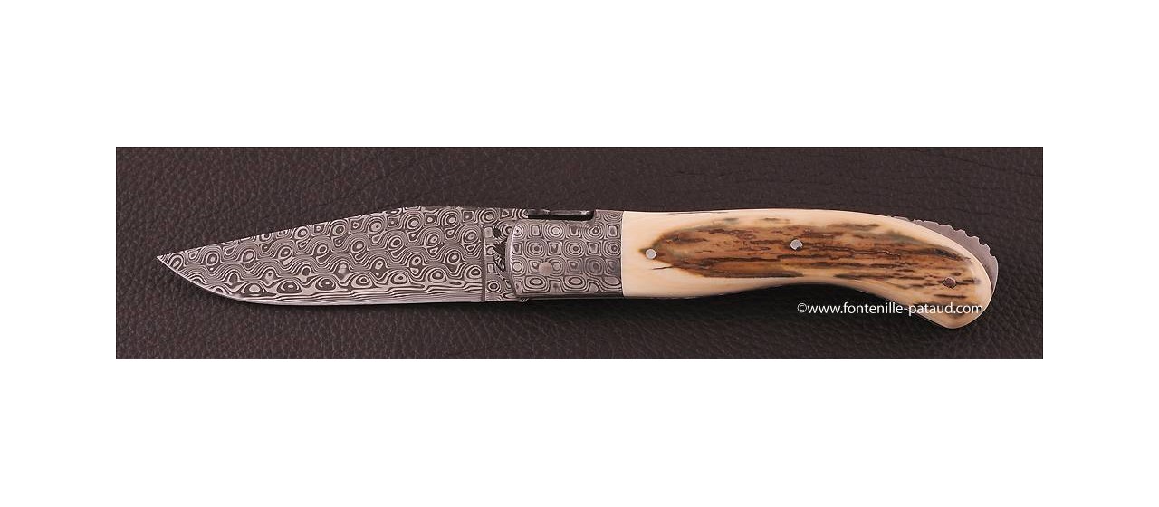 Laguiole Knife Sport Damascus Range Brown fossilized Mammoth