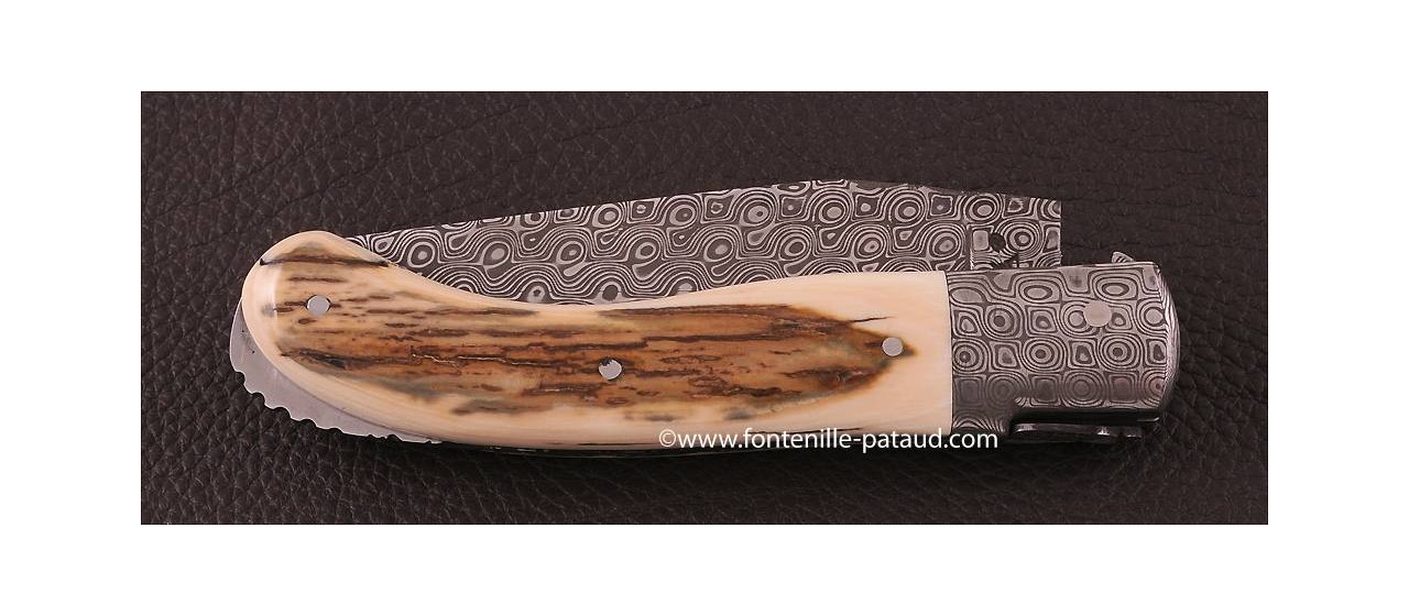 Laguiole Knife Sport Damascus Range Brown fossilized Mammoth
