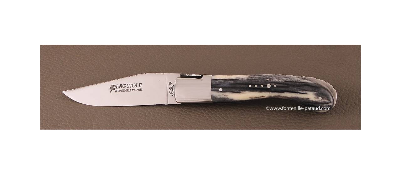 Laguiole Sport knife guilloché giraffe bone