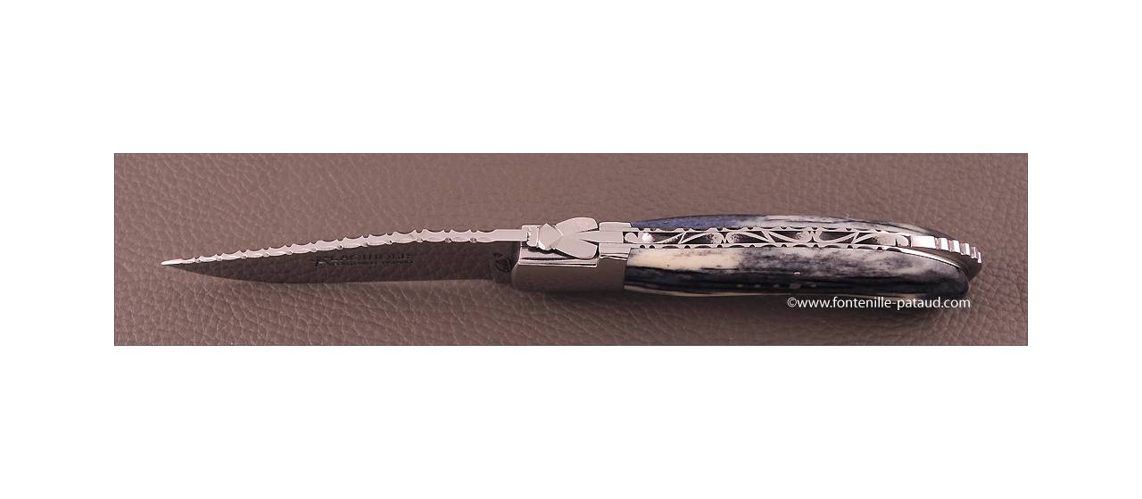 Laguiole Sport knife guilloché giraffe bone