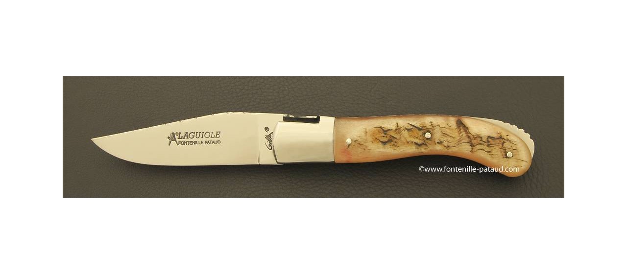 Laguiole Sport knife guilloché ram horn handle