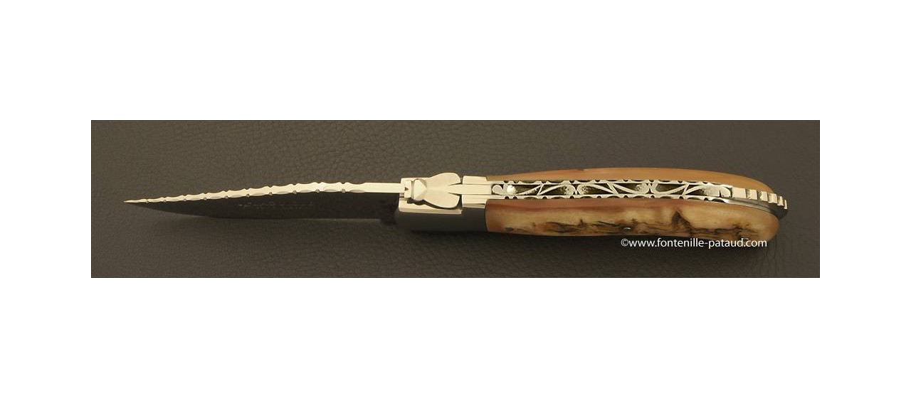 Laguiole Sport knife guilloché ram horn handle