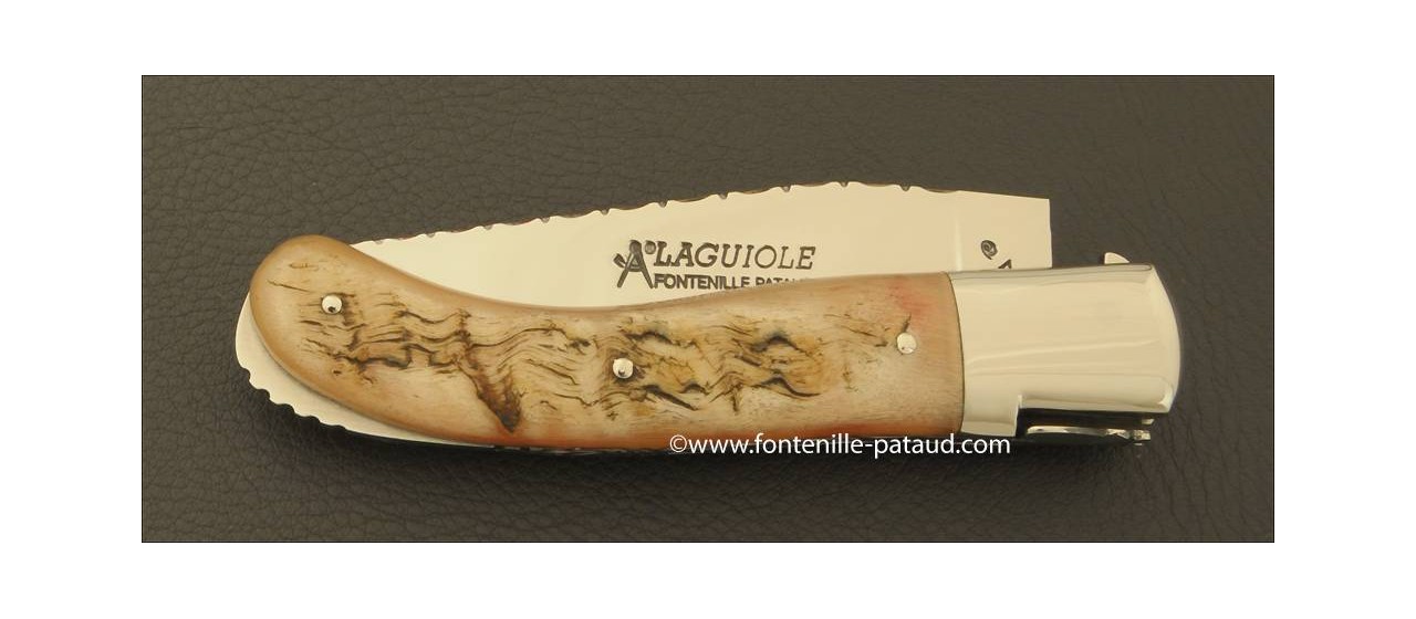 Laguiole Sport knife guilloché ram horn handle