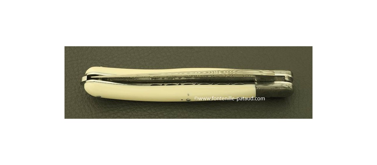 French luxury laguiole knife with ivory and damascus