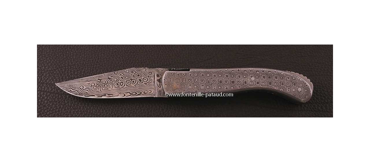 Laguiole Knife Sport Full Damascus Steel Delicate file work