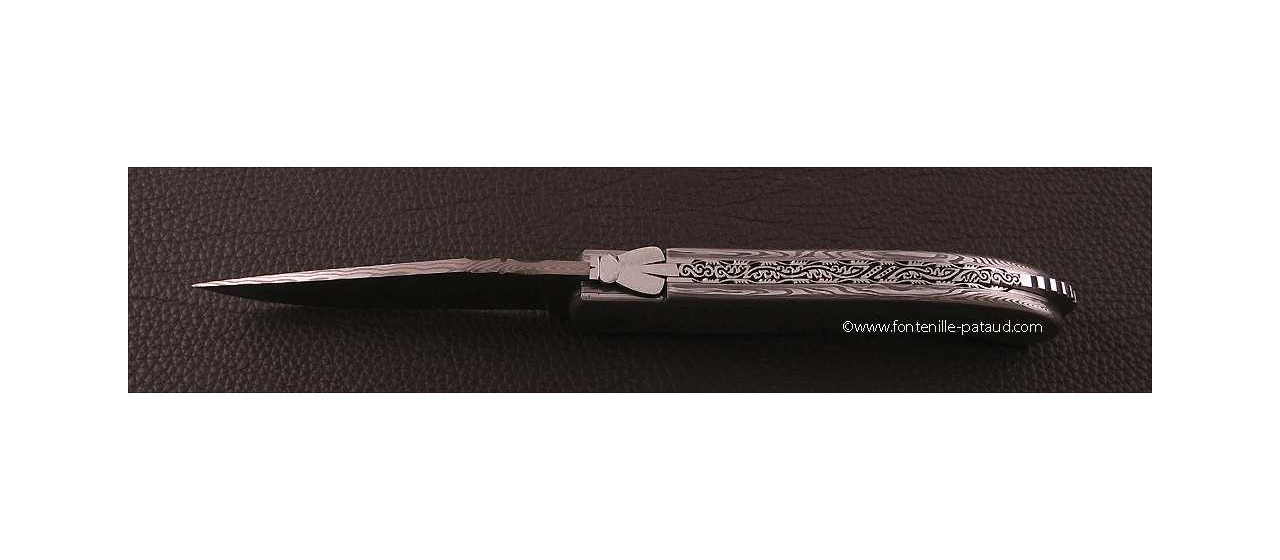 Laguiole Knife Sport Full Damascus Steel Delicate file work