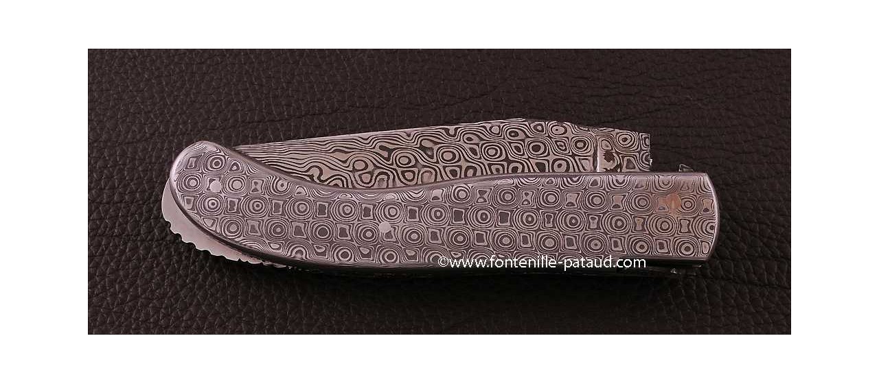 Laguiole Knife Sport Full Damascus Steel Delicate file work