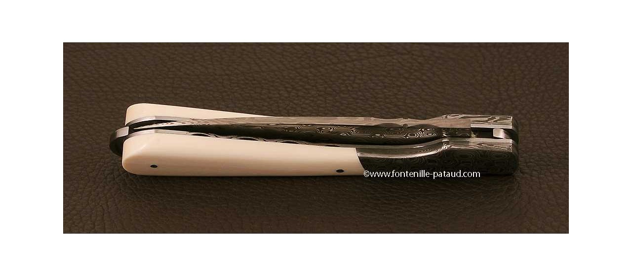 Corsican Sperone knife Damascus Range White Mammoth ivory