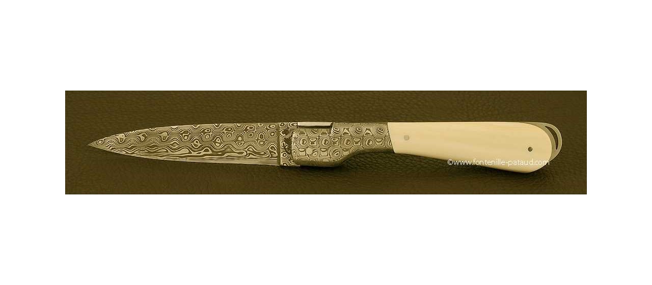 Corsican Sperone knife Damascus Range White Mammoth ivory