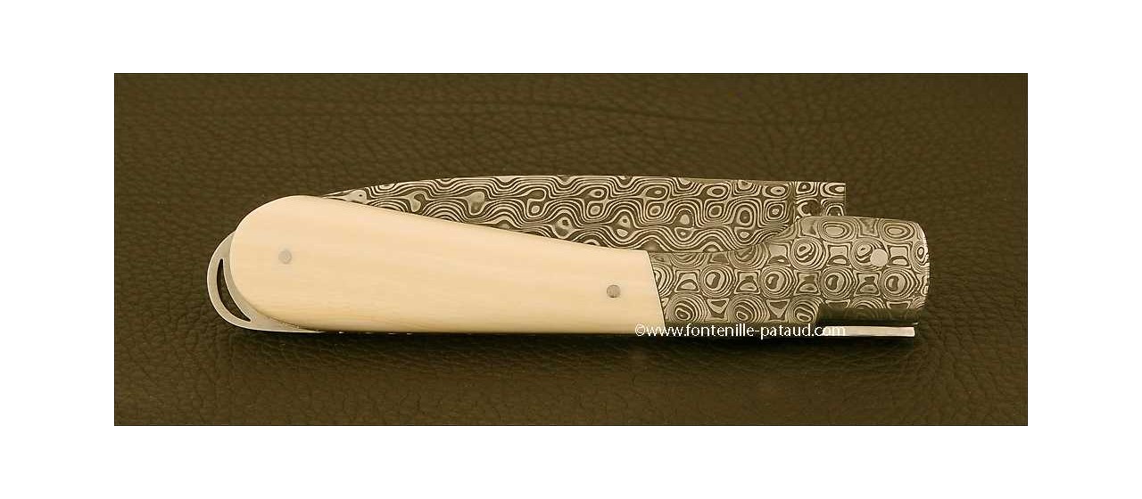 Corsican Sperone knife Damascus Range White Mammoth ivory