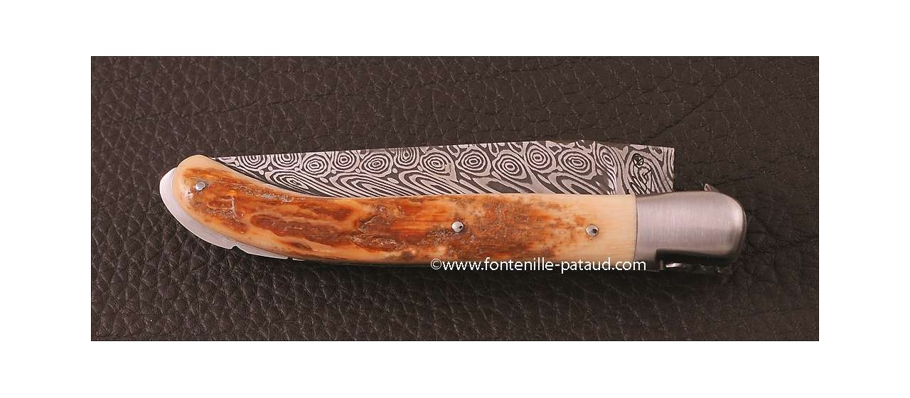 Couteau Laguiole XS Damas Mammouth fossile brun